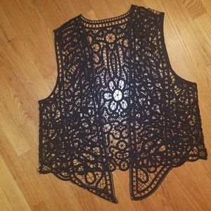 Open Weave Boho Vest Crop Top